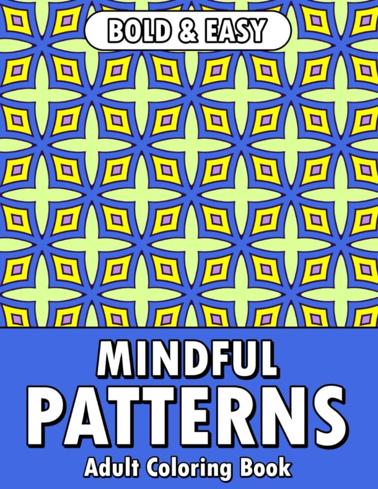 mindful patterns adult coloring book with blue and green pattern