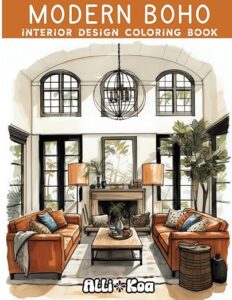 Interior Design Coloring Book Cover of modern boho living room